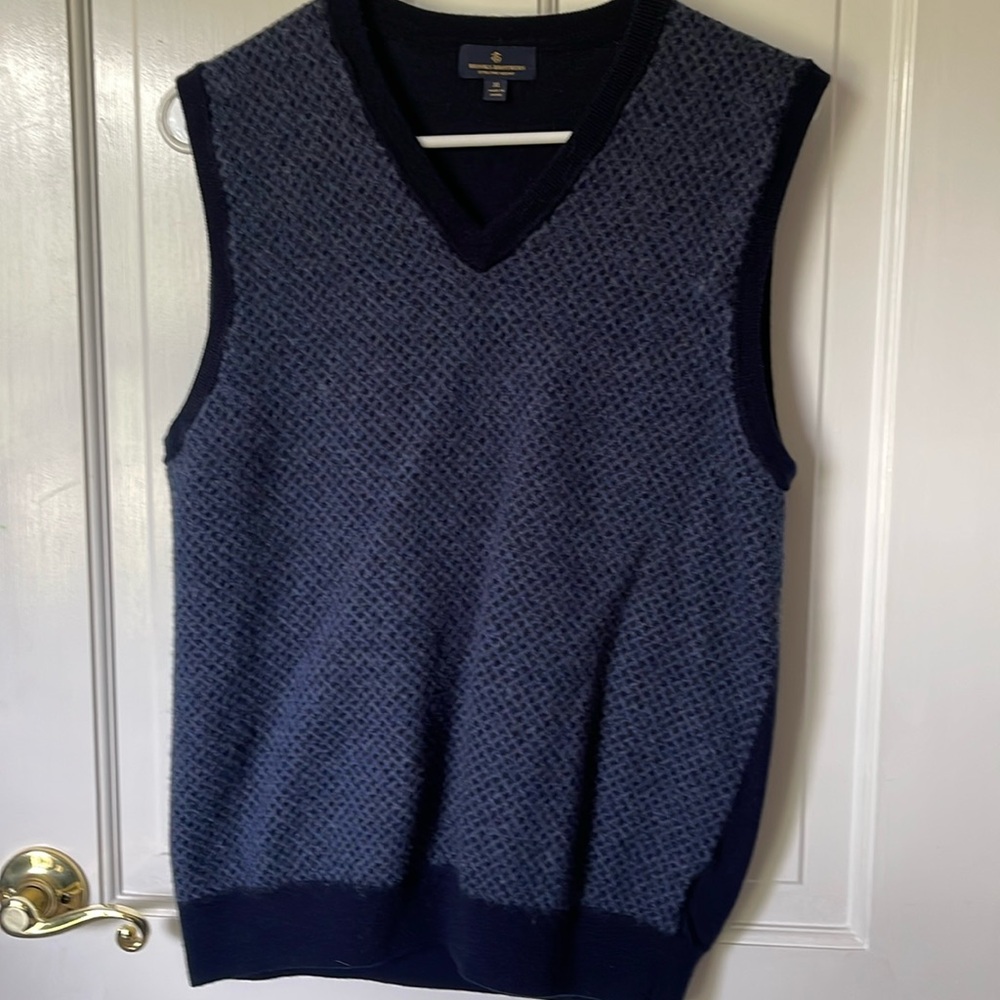 Brooks Brothers Extra Fine Merino V-Neck Blue Sweater Size XL
